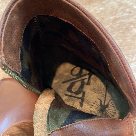 OTBT Dharma Leather Wedge Booties Ankle Boots Brown Patchwork Panel - Picture 5 of 5